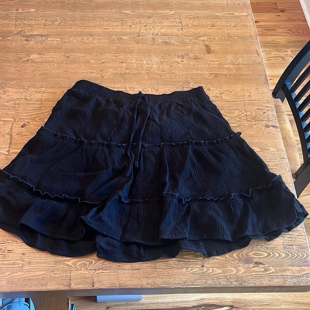 black ruffled skirt with a tie in the front!